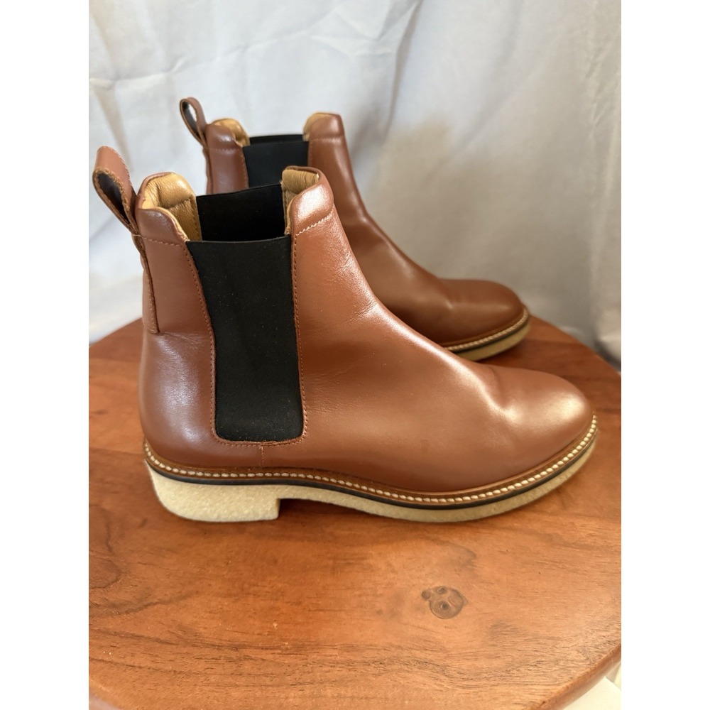Everlane Womens Leather‎ Chelsea Boots Cognac Brown Crepe Sole Size 8